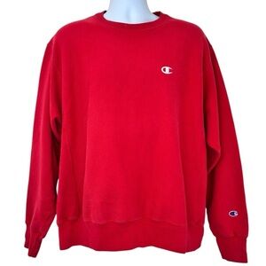 Champion 90s Vintage Reverse Weave Men's Bold Red Crewneck Sweatshirt Size L